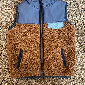 Carter's Brown Sherpa Vest with Blue Panels